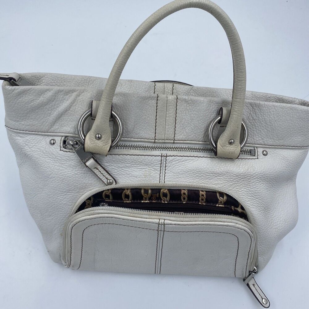 TIGNANELLO PEBBLED LEATHER DOUBLE STRAP PURSE Putty / Offwhite Color